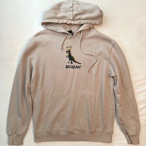 Jean Michel Basquiat Hoodie Sweatshirt M Beige Tan Dinosaur Hoodie Pez Crown Men